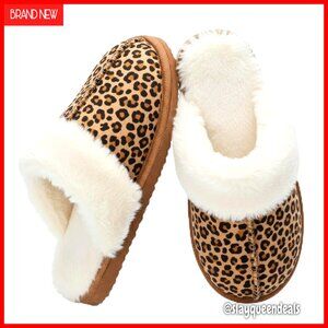 Women's Faux Fur Slippers Memory Foam Indoor Outdoor Winter Cozy
